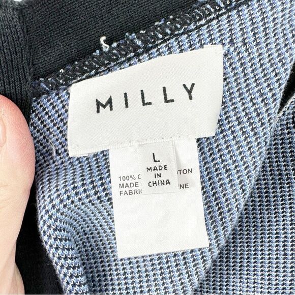 Milly Blue‎ Black Knit Abstract Print Halter Style Sleeveless Mini Dress Large - Picture 4 of 8